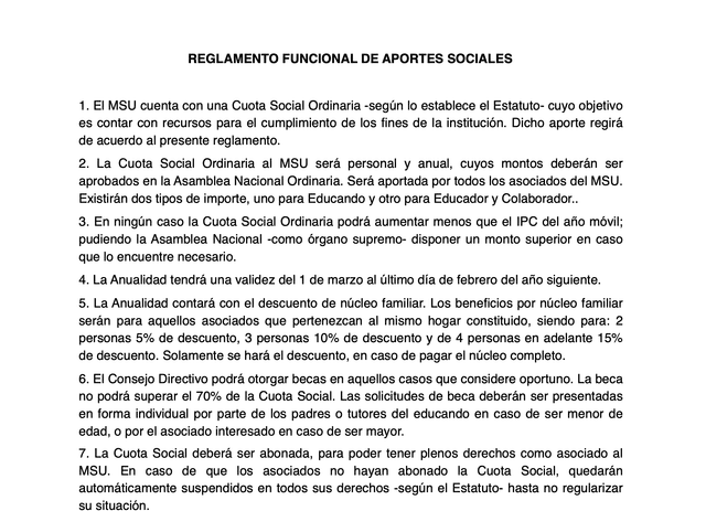 Reglamento de Aportes Sociales