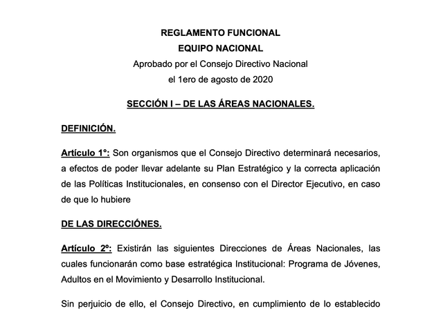 Reglamento Funcional del Equipo Nacional