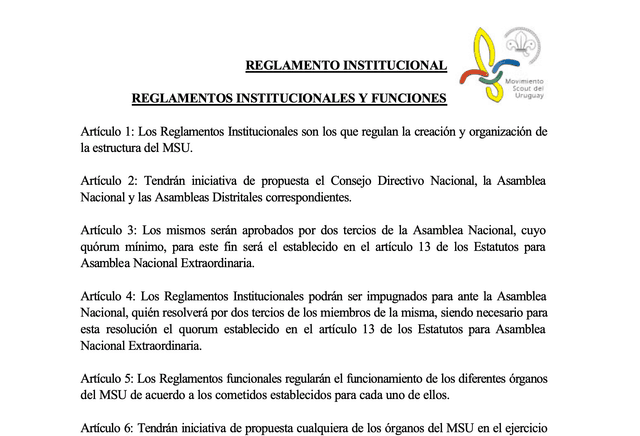 Reglamento Institucionales y Funcionales
