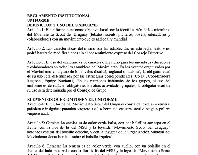 Reglamento Institucional de Uniforme